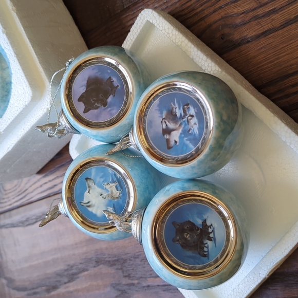 BRADFORD EDITIONS I NWT 6 "Spirit of the Wilderness" Ceramic Wolf Ornaments - Picture 2 of 14